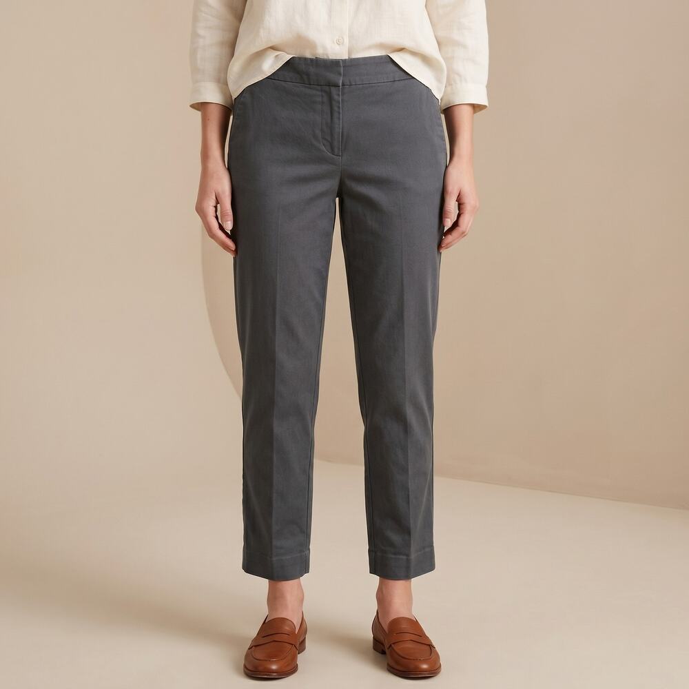 J.Crew Women's Campbell Slim Trousers Charcoal Gray Cropped Ankle Stretch Size 4